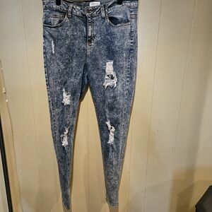 Cello Distressed Acid Wash Skinny Jeans | Size 16 | Edgy & Comfortable